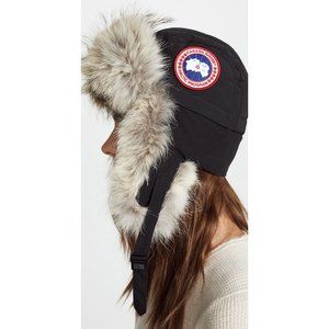 Canada Goose Aviator Hat Black Fur Trim S/M Black